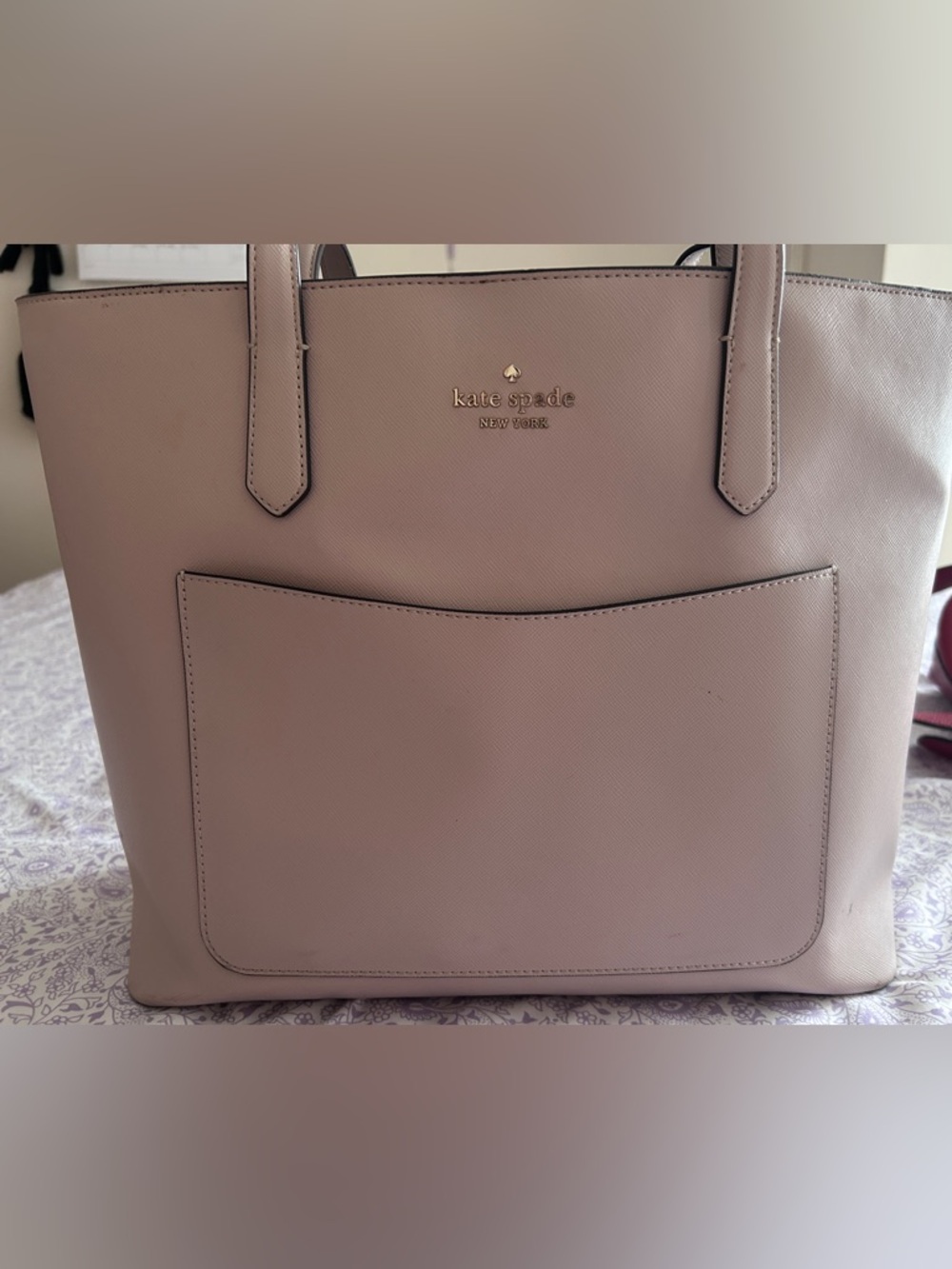 kate spade Blush Pink Saffiano Tote with Front Pocket
